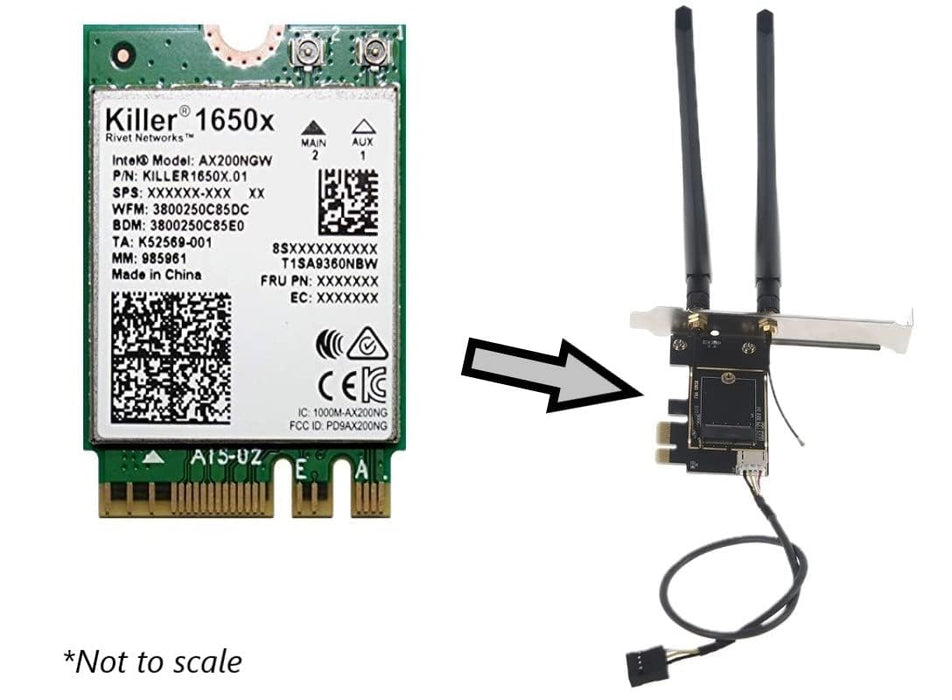 AX1650x Killer Series Desktop Wi-Fi 6 Kit | 2.4 Gbps | Bluetooth 5.2 Support | PCIe x4 | No vPro AX200.NGWG.NVXX
